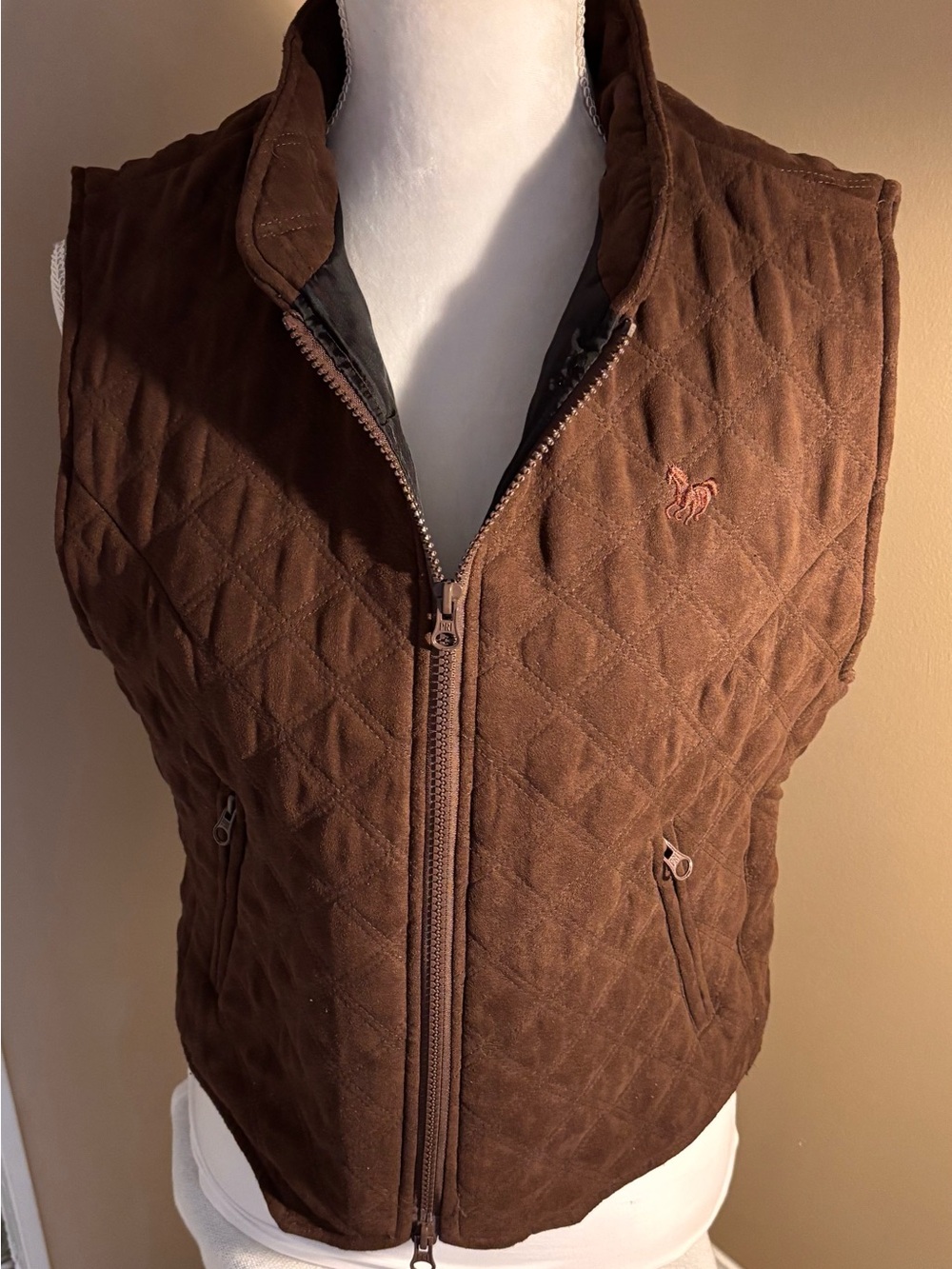 PRESTIGE RIDING IMAGE PRI Womens L  Brown Equestrian Vest Zip Up